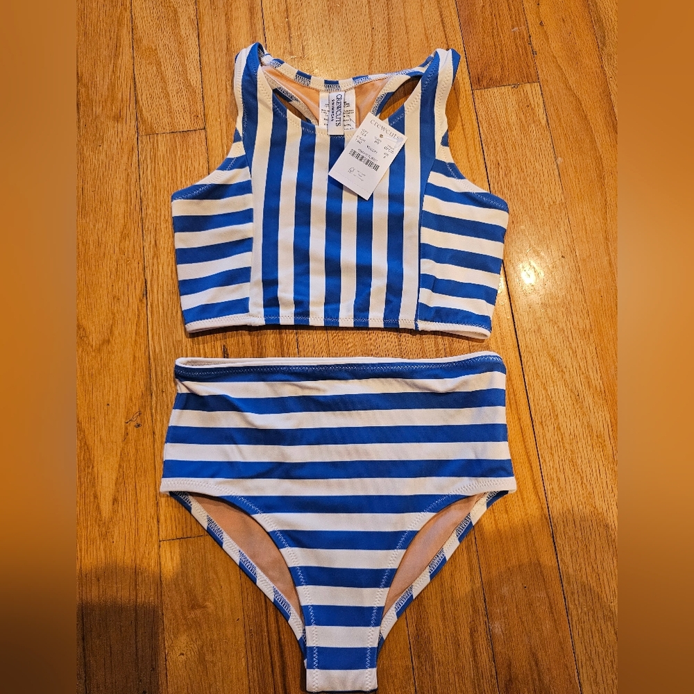 NWT Crewcuts Blue and White Striped Swimwear
